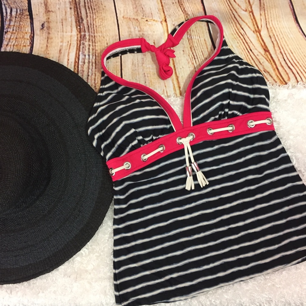 ECO SWIM Tassel Tankini Striped Halter